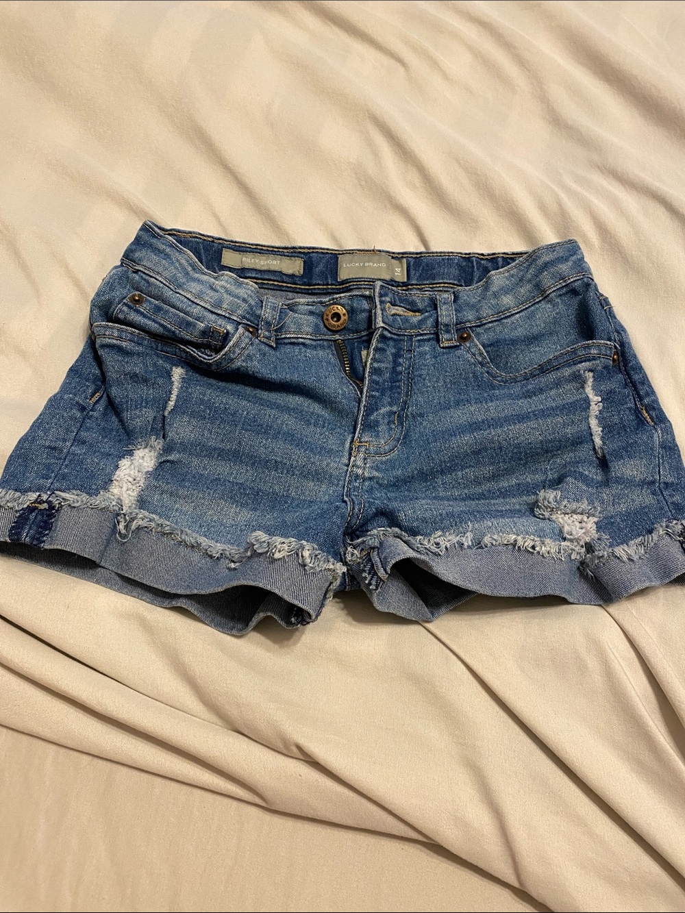 Lucky Brand Blue Distressed Denim Jean Shorts